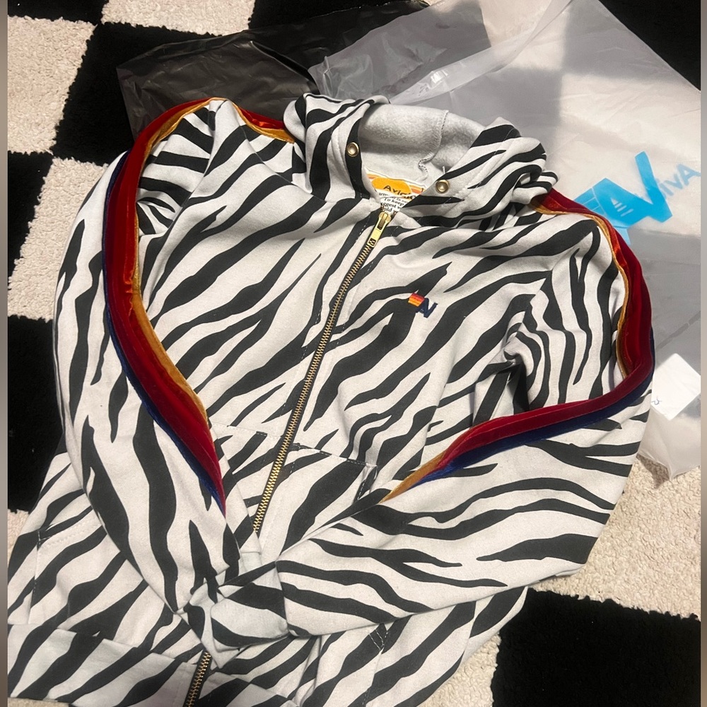 Aviator Nation Kids zebra hoodie 
Size 14 brand new with tags!